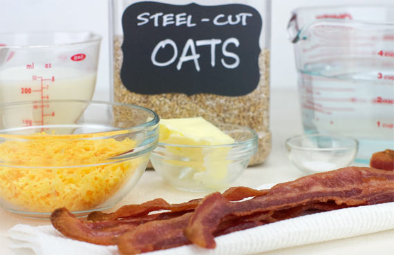 Ingredients For Bacon Cheddar Oatmeal