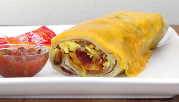 Bacon Potato Cheddar Breakfast Burrito