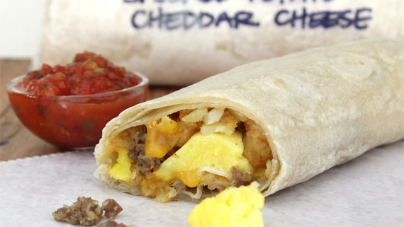 Sausage Potato Cheddar Breakfast Burrito