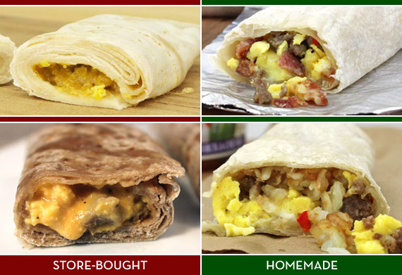 Store-Bought Frozen Breakfast Burritos Versus Homemade Frozen Breakfast Burritos