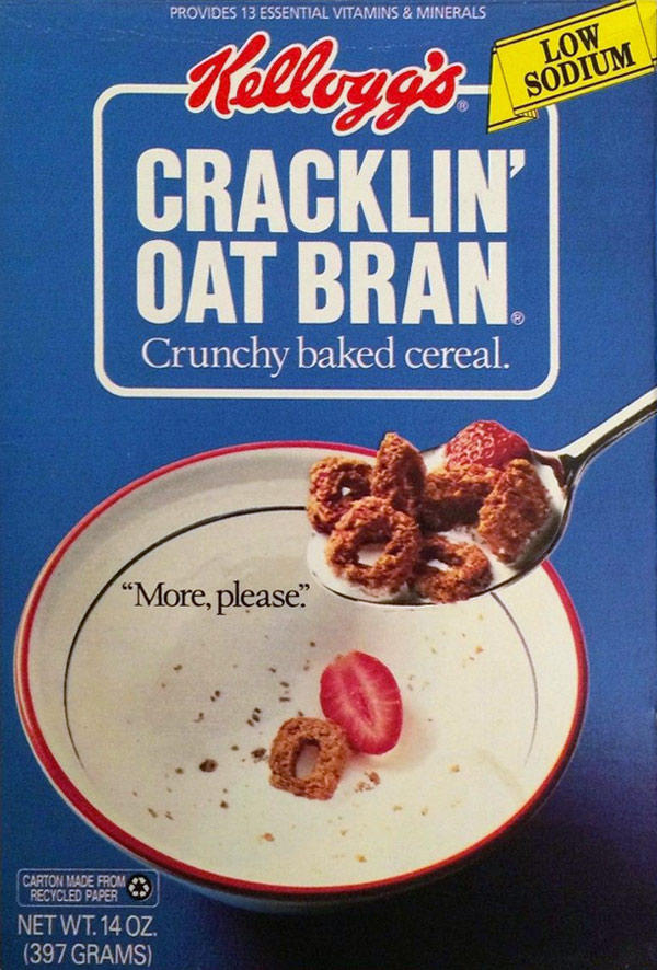 Cracklin' Oat Bran Cereal Box (Front) from 1992