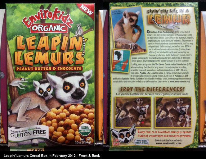Leapin' Lemurs Cereal Box from 2012