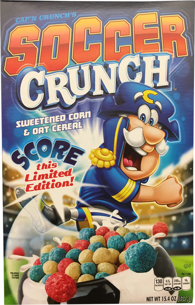 Cap'n Crunch's 2018 Soccer Crunch Cereal Box