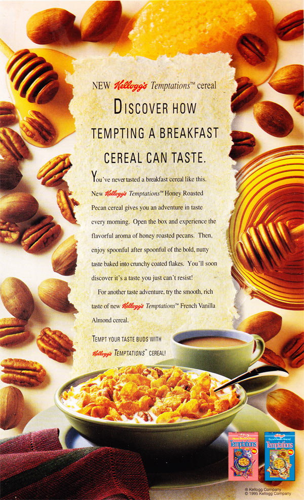 Honey Roasted Pecan Temptations Cereal Box (Back)