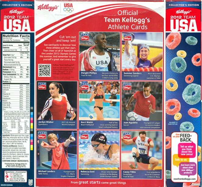 Kellogg's 2012 Team USA Cereal - Back And Sides