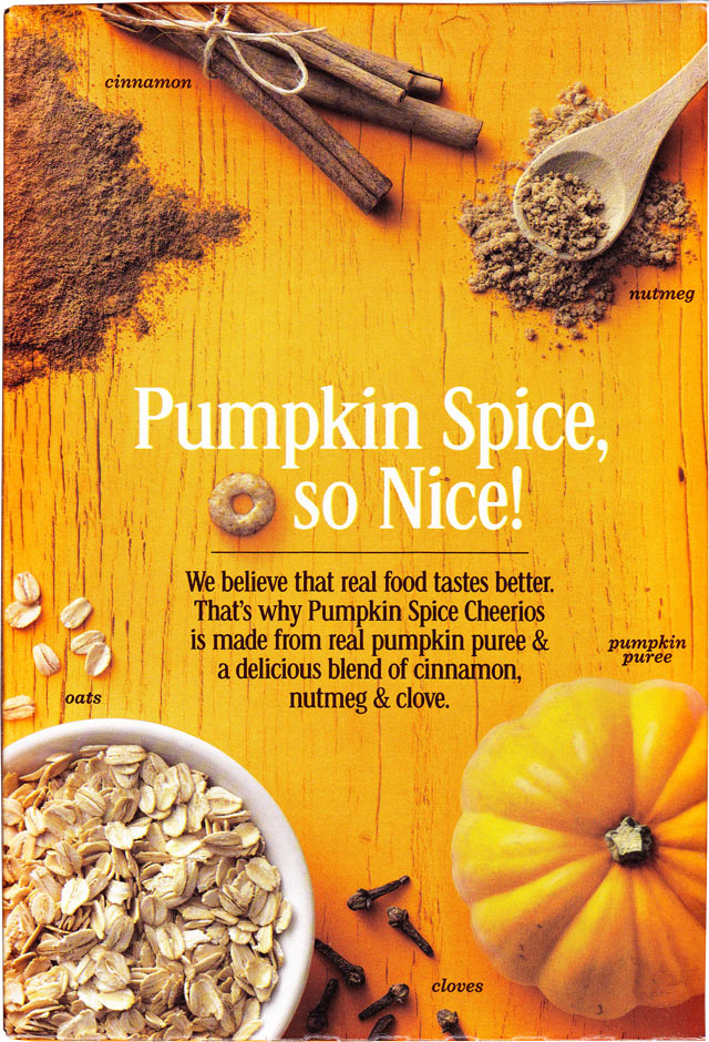 Pumpkin Spice Cheerios Cereal Box (Back)