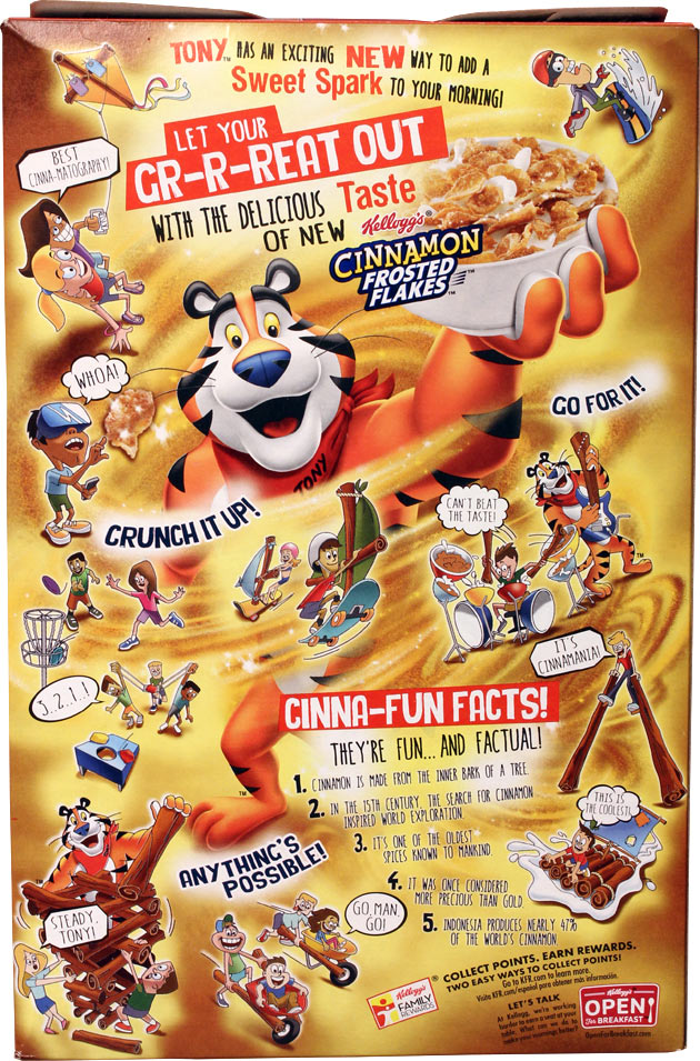 Cinnamon Frosted Flakes Cereal Box - Back