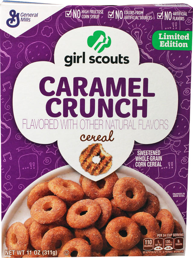 Girl Scouts Caramel Crunch Cereal Box - Front