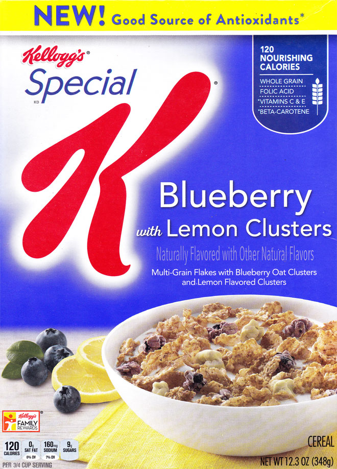 Special K Blueberry With Lemon Clusters Cereal Box - Front Special K Blueberry With Lemon Clusters Cereal Box - Front