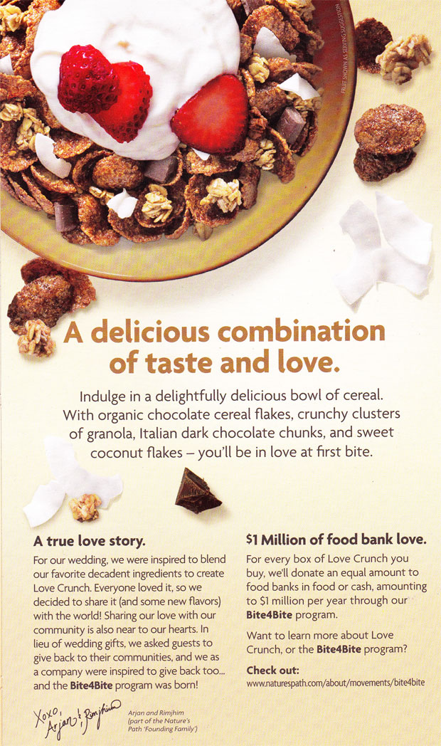 Love Crunch Dark Chocolate Macaroon Cereal Box - Back