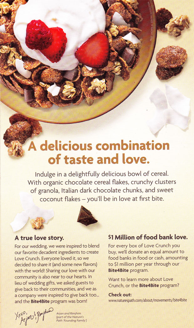 Love Crunch Dark Chocolate Macaroon Cereal Box - Back Love Crunch Dark Chocolate Macaroon Cereal Box - Back