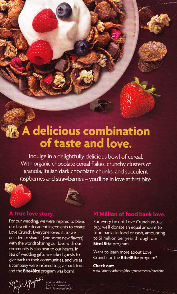 Love Crunch Dark Chocolate & Red Berries Cereal Box - Back