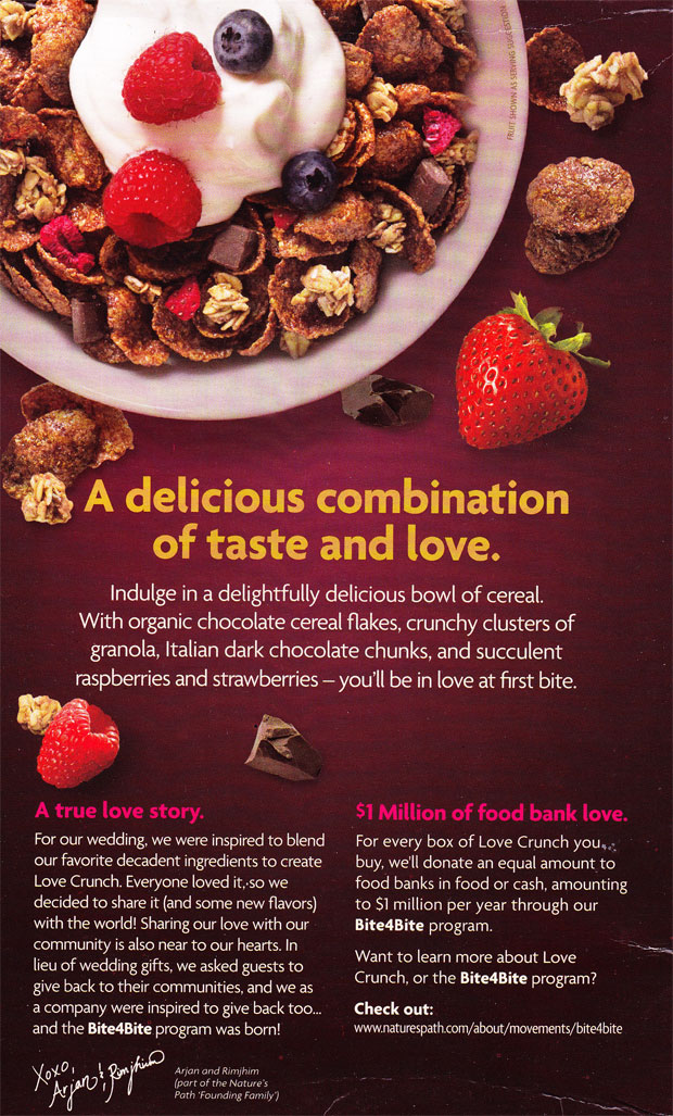 Love Crunch Dark Chocolate & Red Berries Cereal Box - Back Love Crunch Dark Chocolate & Red Berries Cereal Box - Back