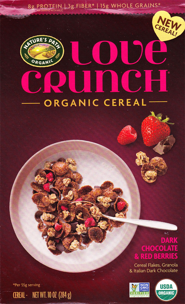 Love Crunch Dark Chocolate & Red Berries Cereal Box - Front