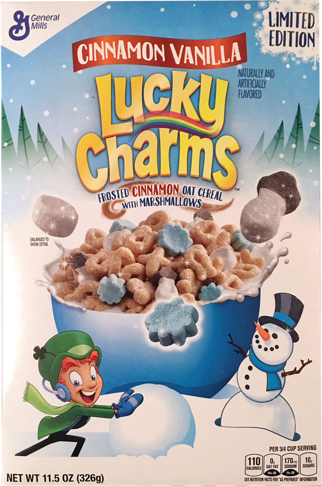 Cinnamon Vanilla Lucky Charms Cereal Box - Front