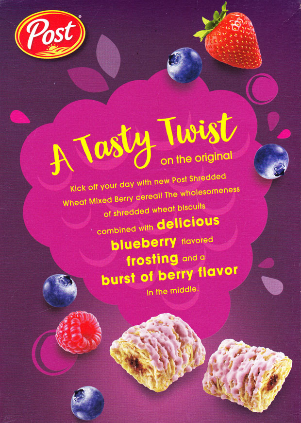 Mixed Berry Shredded Wheat Cereal Box - Back Mixed Berry Shredded Wheat Cereal Box - Back