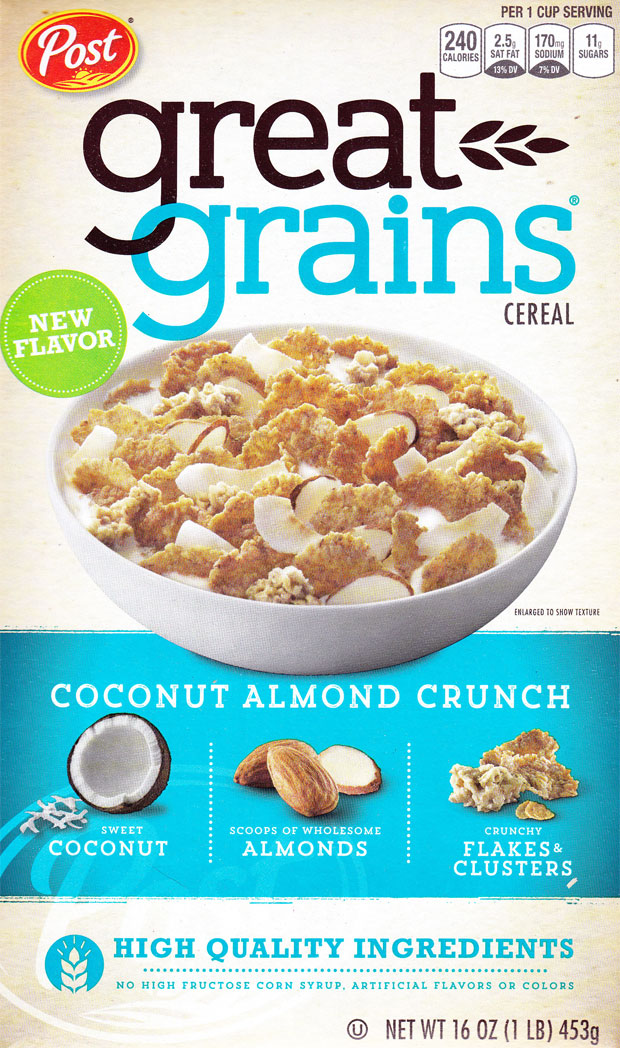 Great Grains Coconut Almond Crunch Cereal Box