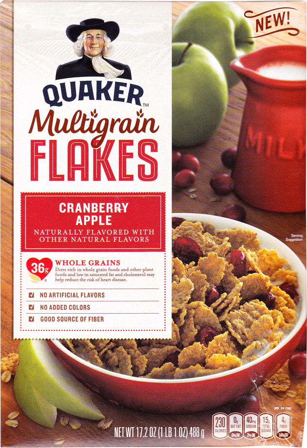 Quaker Cranberry Apple Multigrain Flakes Cereal Box