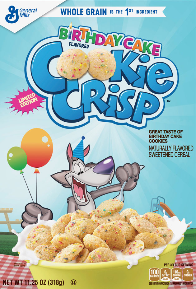 Birthday Cake Cookie Crisp Cereal Box