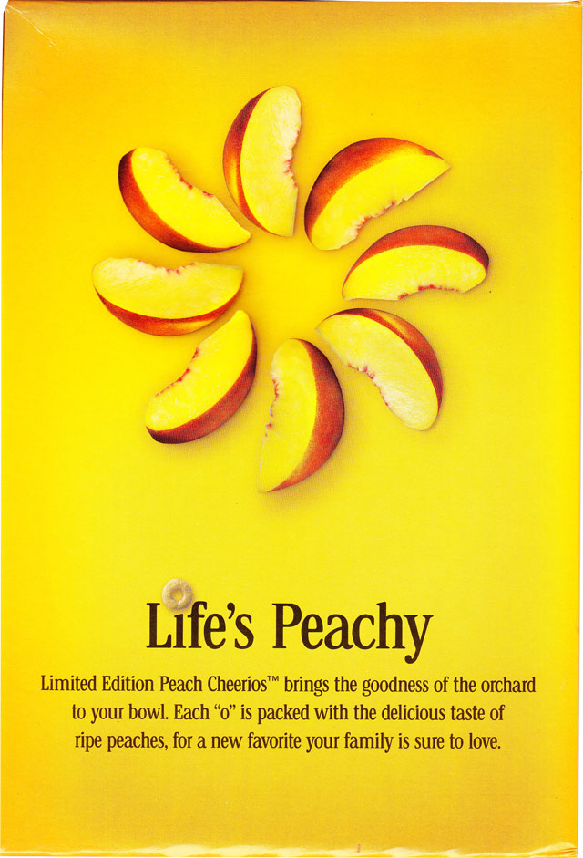 Peach Cheerios Cereal Box - Back Peach Cheerios Cereal Box - Back