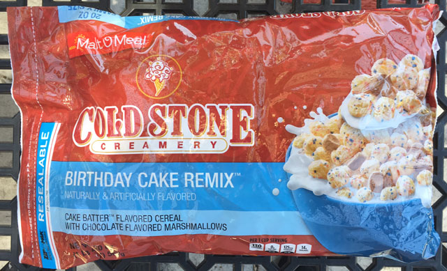 Cold Stone Birthday Cake Remix Cereal Package