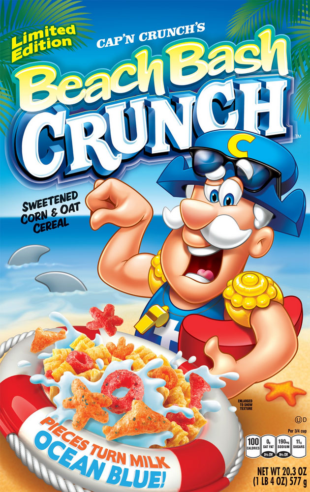 Cap'n Crunch's Beach Bash Crunch Cereal Box Cap'n Crunch's Beach Bash Crunch Cereal Box