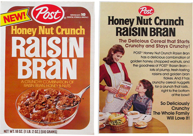 Post Honey Nut Crunch Raisin Bran Cereal Box