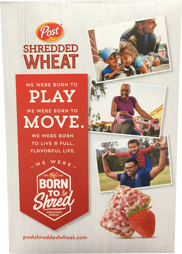 Post Frosted Shredded Wheat Strawberry Cereal Box - Back