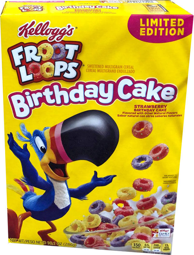 U.S. Birthday Cake Froot Loops Cereal Box