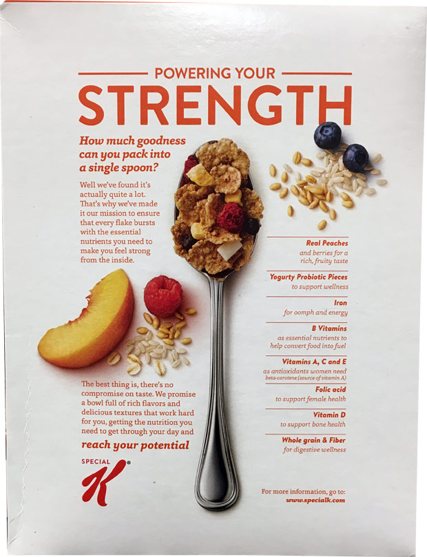 Special K Probiotics Cereal Box - Back