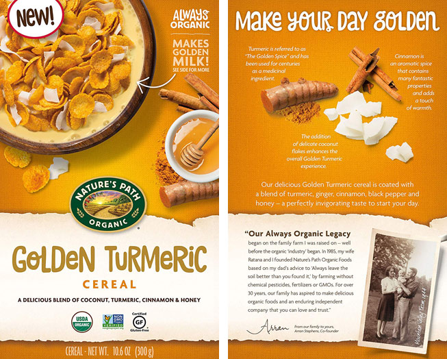 Golden Turmeric Cereal Box