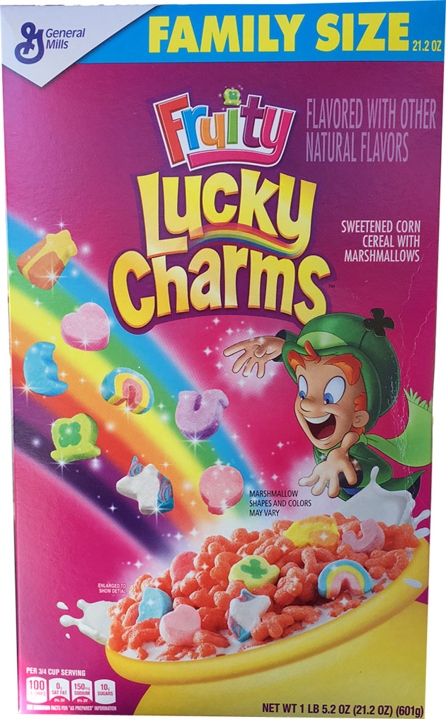 Fruity Lucky Charms Cereal Box