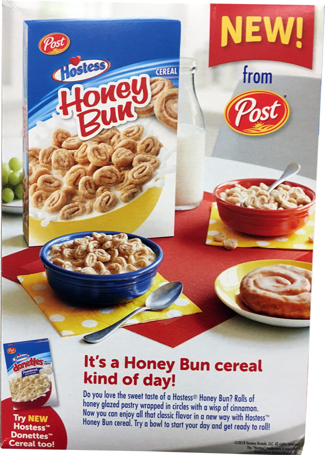 Hostess Honey Bun Cereal Box - Back
