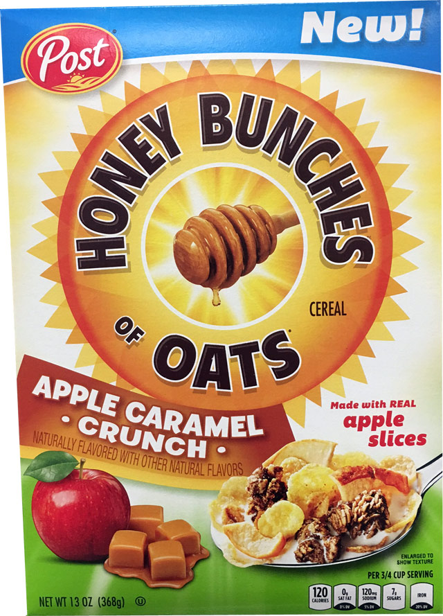 Apple Caramel Crunch Honey Bunches of Oats Cereal Box