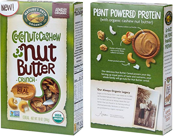 Coconut & Cashew Nut Butter Crunch Cereal Box Coconut & Cashew Nut Butter Crunch Cereal Box