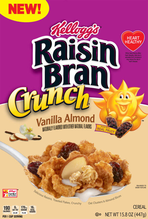 Vanilla Almond Raisin Bran Crunch Cereal Box