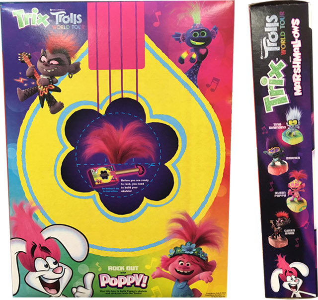 Trix Trolls World Tour Cereal Box - Back