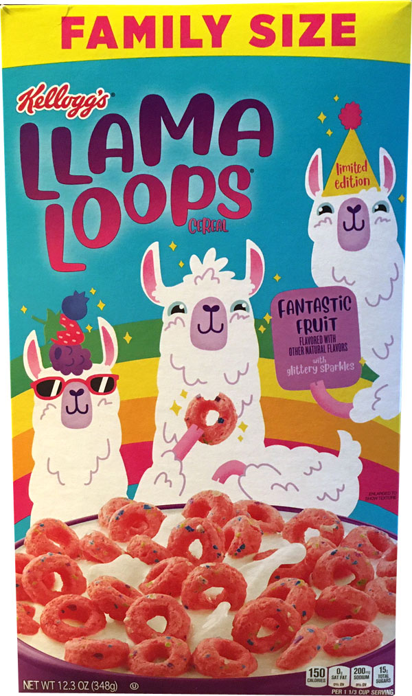 Llama Loops Cereal Box