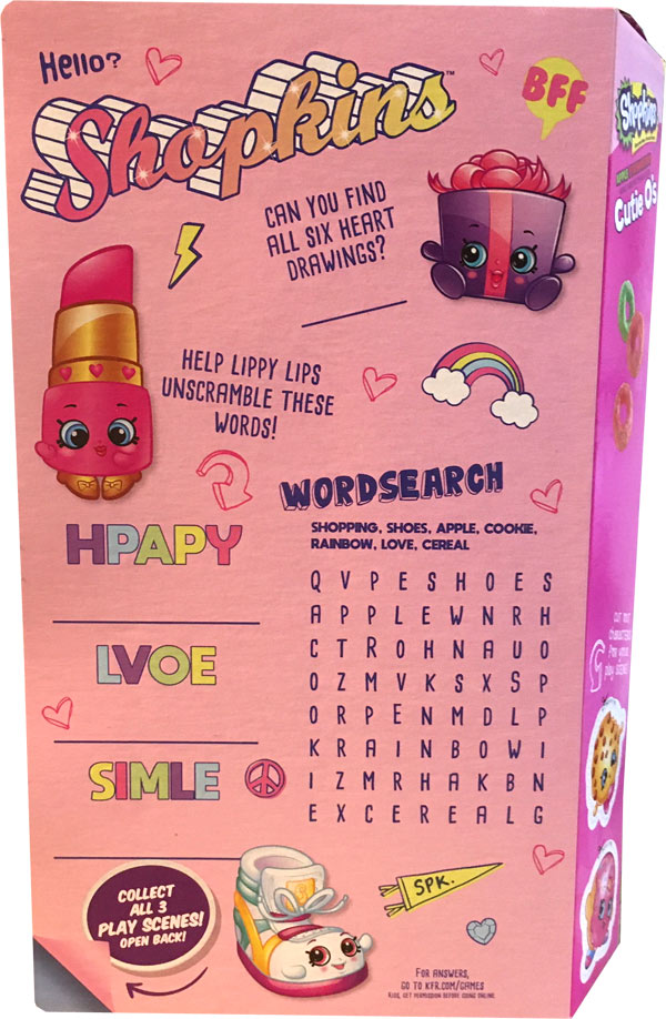 Shopkins Cutie O's Cereal Box - Back