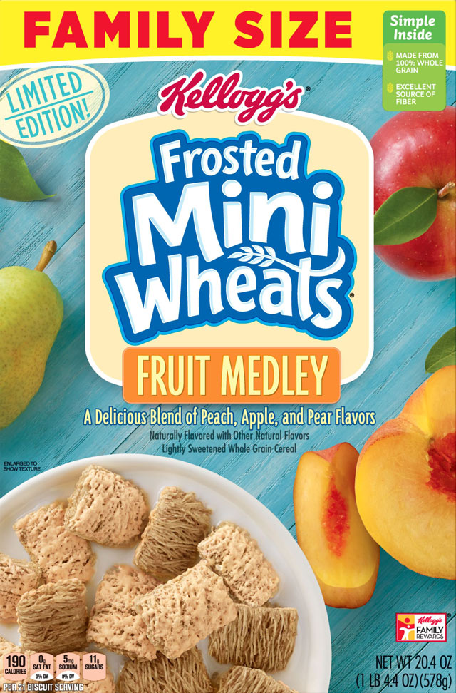 Fruit Medley Frosted Mini-Wheats Cereal Box