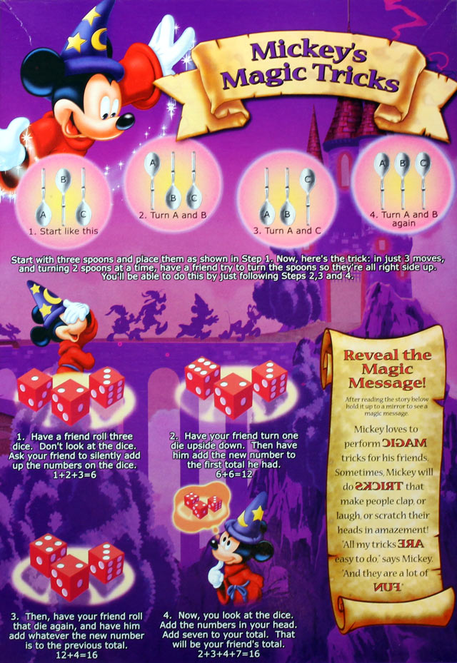 Mickey's Magix Cereal Box (Back)