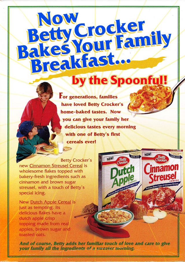 Betty Crocker Dutch Apple Cereal Box (Back)