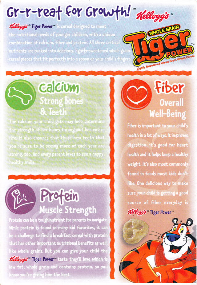 Tiger Power Cereal Box (Back)