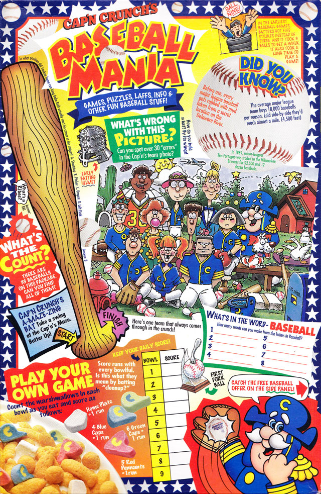 1996 Home Run Crunch Cereal Box (Back)