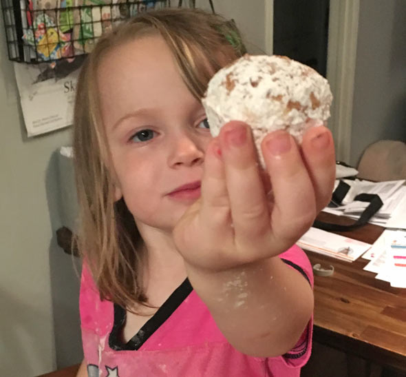 Making Baked Powdered Donut Holes