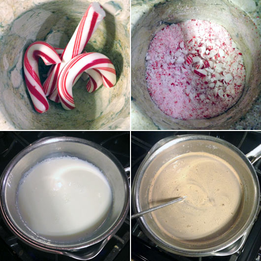 Making Candy Cane Cocoa