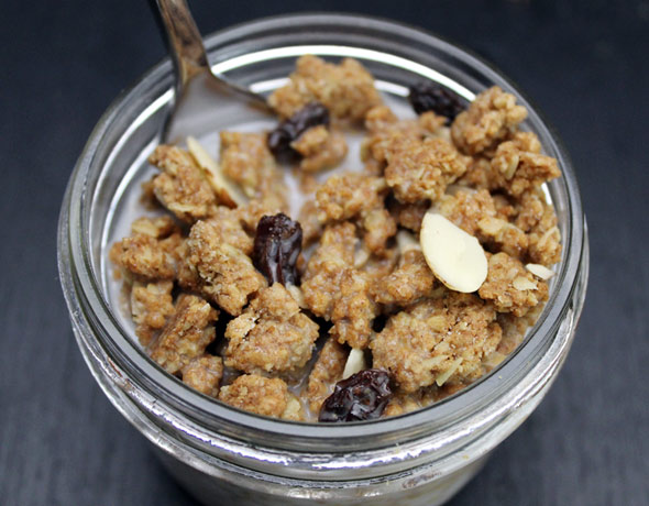 Homemade Whole Wheat Granola In Milk