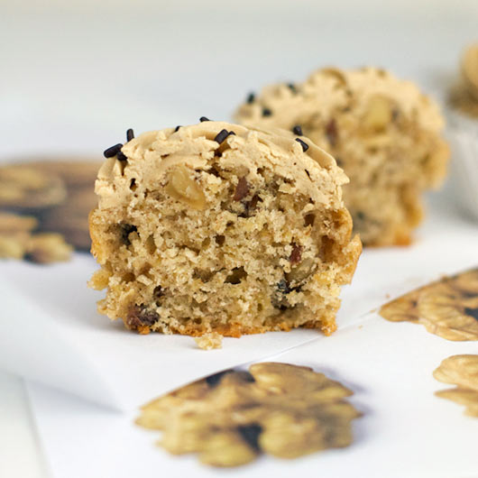 Inside A Walnut Muffin With Coffee Icing