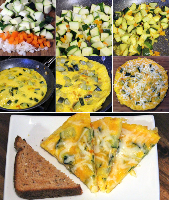 Making a Zucchini Frittata Omelette