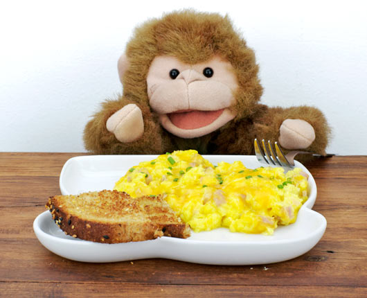 Monkey Eating Cheesy Ham Scramble